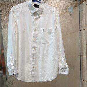 Nautica White Casual Button Down Shirt